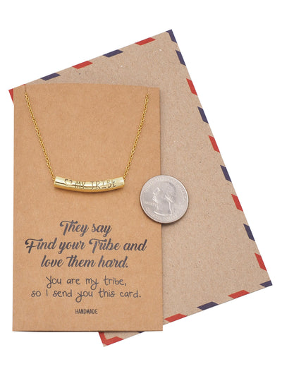 Liezyl Heart My Tribe on Tube Pendant Necklace Inspiration Greeting Card