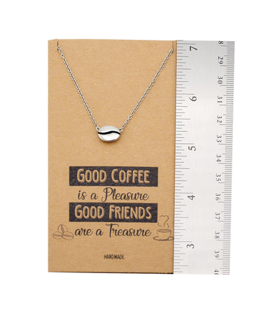 Geneva Coffee Bean Pendant Necklace, Gifts for Coffee Lover, with Inspirational Quote