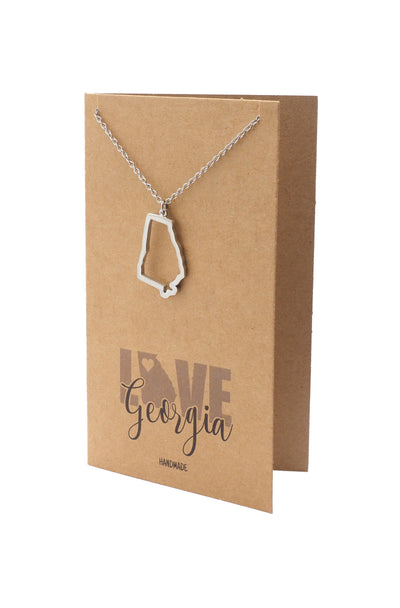 Sienna Giorgina Map Necklace for Women with Greeting Card - Silver Tone