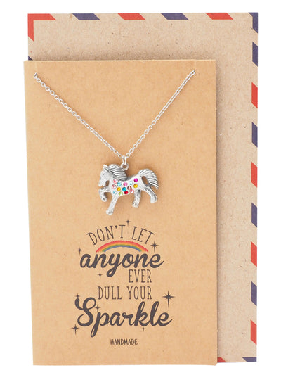 Lexine Sparkle Rainbow Horse Pendant Friendship Necklace Inspirational Quote With Greeting Card