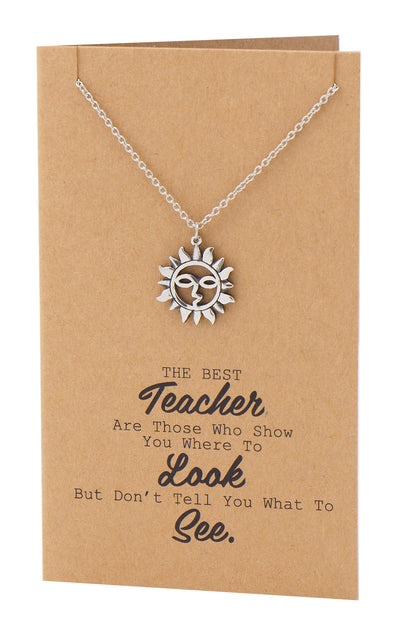 Brandi Teacher Quotes Gifts Sun Necklace and Thank You Cards