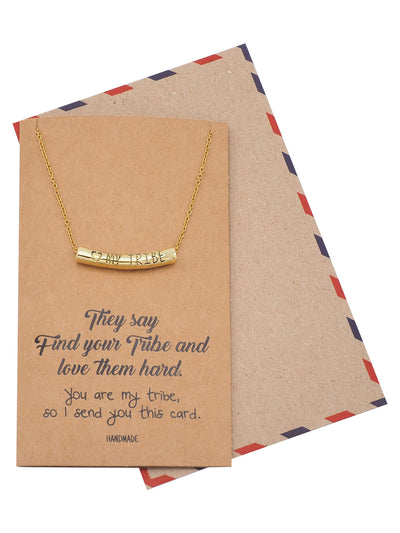 Liezyl Heart My Tribe on Tube Pendant Necklace Inspiration Greeting Card