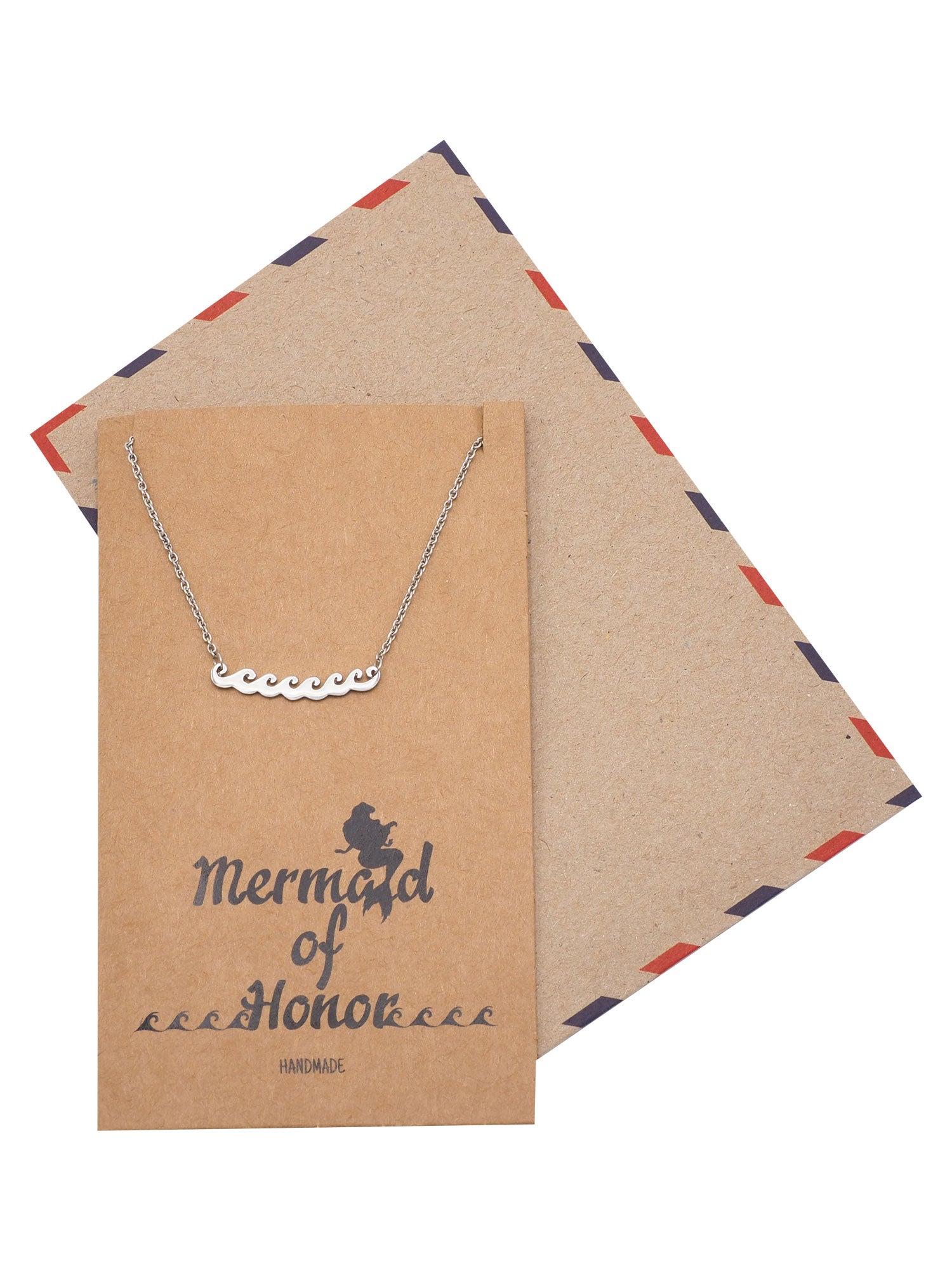 Coraline Mermaid Beach Necklace with Ocean Waves Pendant