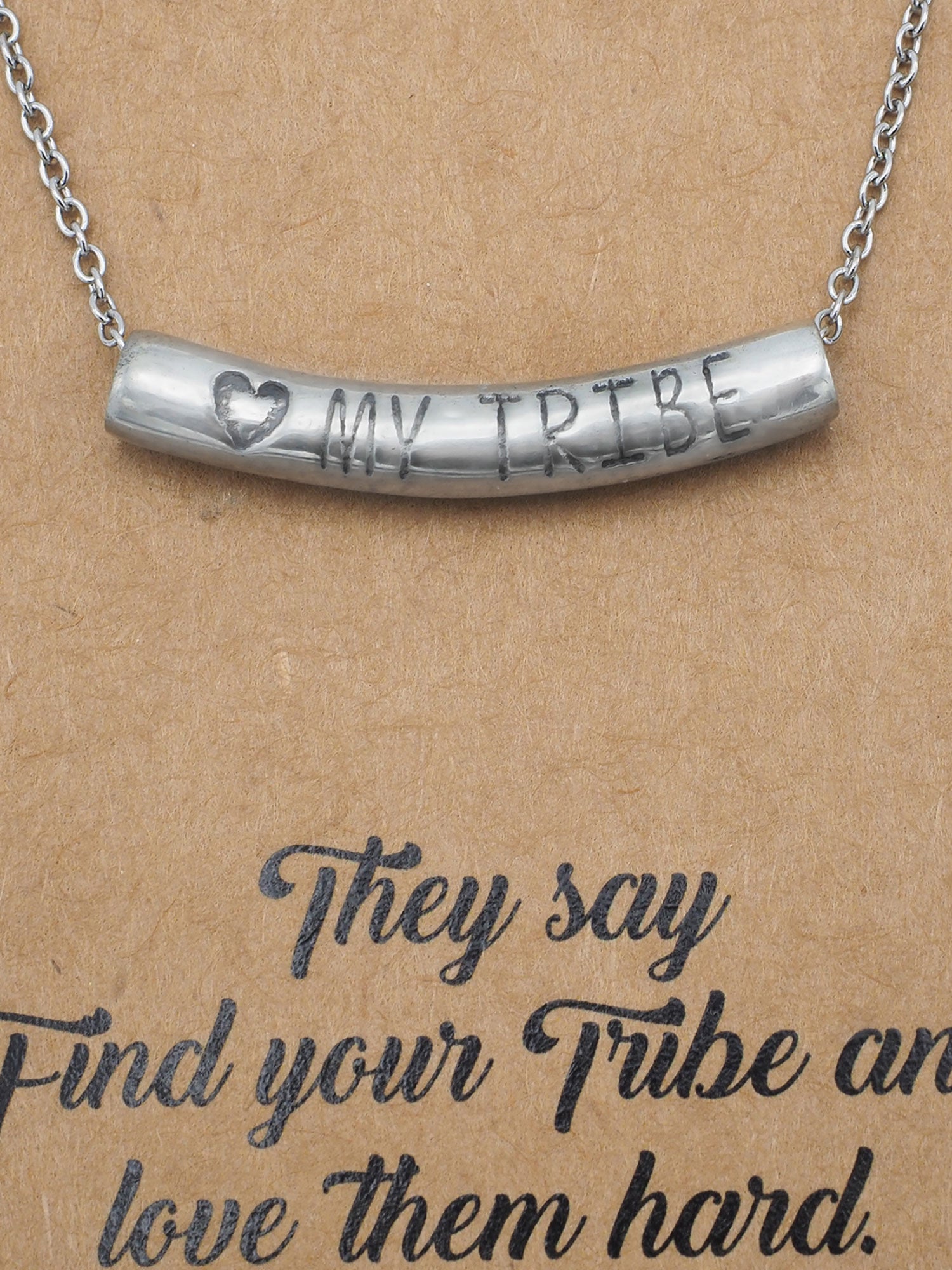 Liezyl Heart My Tribe on Tube Pendant Necklace Inspiration Greeting Card