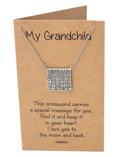 Alessia Grandmother Crossword Pendant Necklace