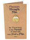 Atara Fire Pendant with Fearless on Plate Charm Necklace