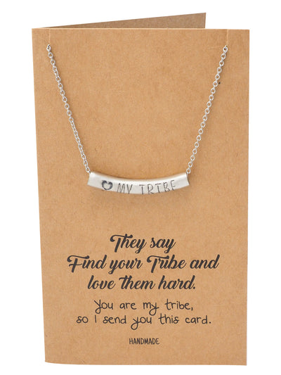 Liezyl Heart My Tribe on Tube Pendant Necklace Inspiration Greeting Card