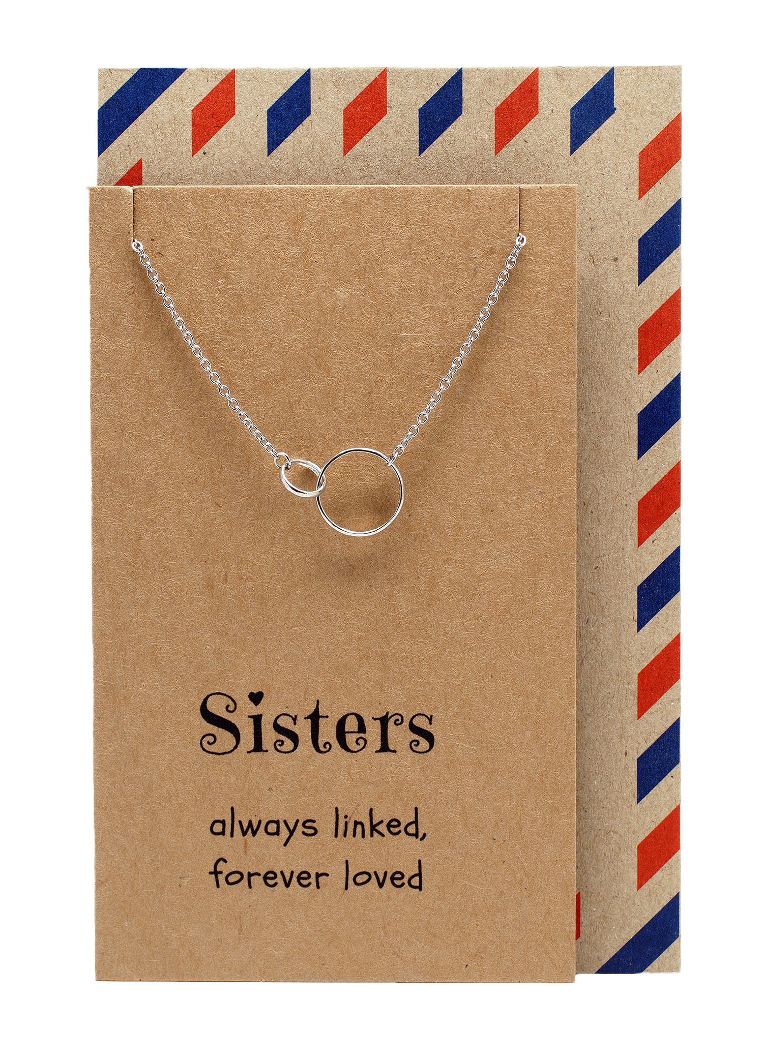 Hailey Sister Quotes Sister Necklaces with Interlocking Circles Pendant