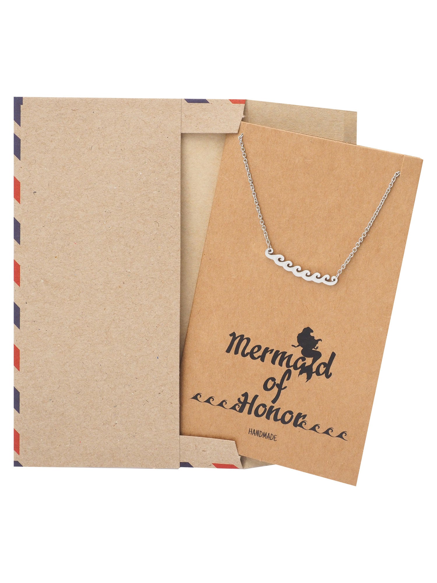 Coraline Mermaid Beach Necklace with Ocean Waves Pendant