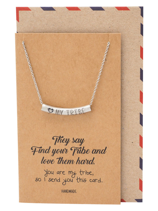 Liezyl Heart My Tribe on Tube Pendant Necklace Inspiration Greeting Card