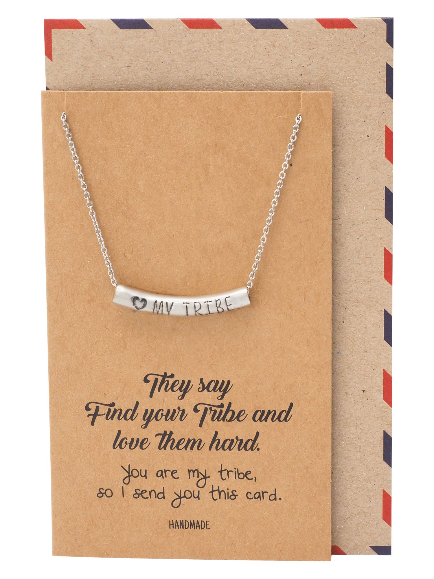 Liezyl Heart My Tribe on Tube Pendant Necklace Inspiration Greeting Card