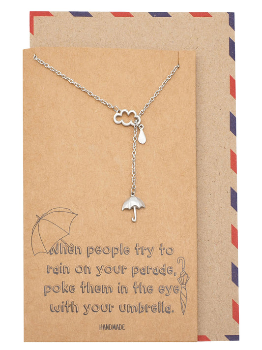 Mariz Cloud Rain and Umbrella Charms Necklace Inspirational Jewelry Gift