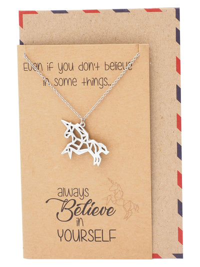 Coleen Gifts for Graduation Origami Unicorn Necklace Inspirational Jewelry