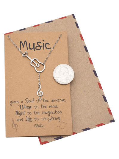 Cattleya Guitar Music Note Necklace with Treble Pendant