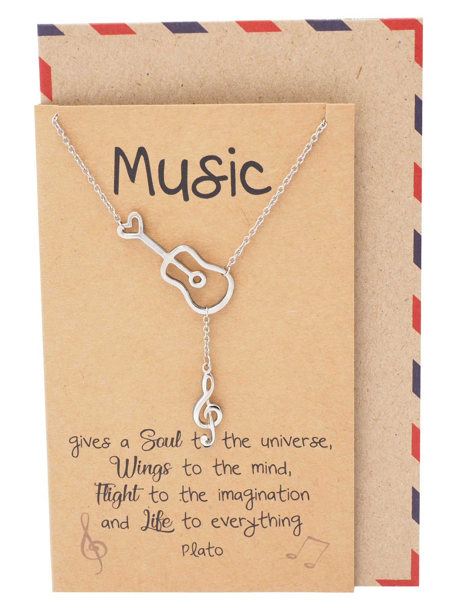 Cattleya Guitar Music Note Necklace with Treble Pendant