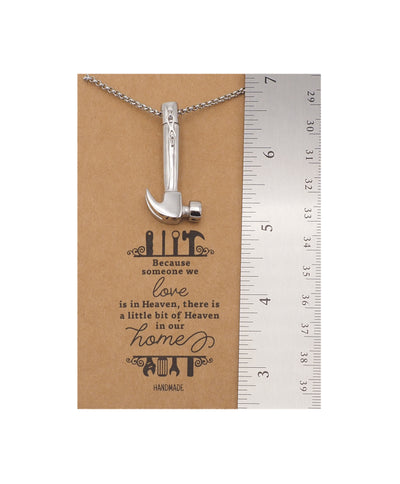 Gentle Persuasion Hammer Cremation Ash Holder Pendant Necklace, 100% Handmade - Silver Tone