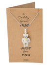 Vada Teddy Bear Pendant Necklace with Inspirational Greeting Card