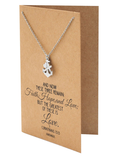 Sabel Faith Hope and Love Necklace with Heart Anchor Cross Pendant