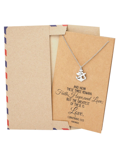 Sabel Faith Hope and Love Necklace with Heart Anchor Cross Pendant