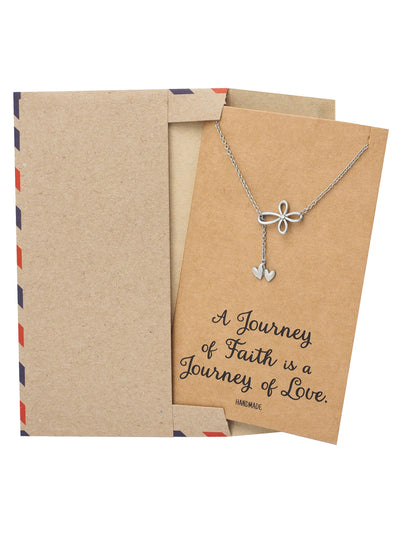 Earleen Infinity Cross and 2 Hearts Pendant Necklace