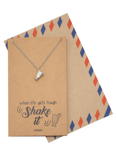 Shane Milkshake Necklace with Milkshake Charm Pendant for Women, Funny and Motivational Quote