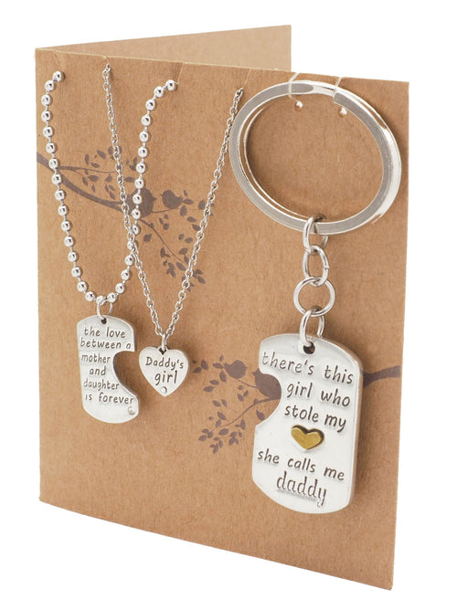 Necklace Set Daddy Daughter Necklace And Keychain Joie Father