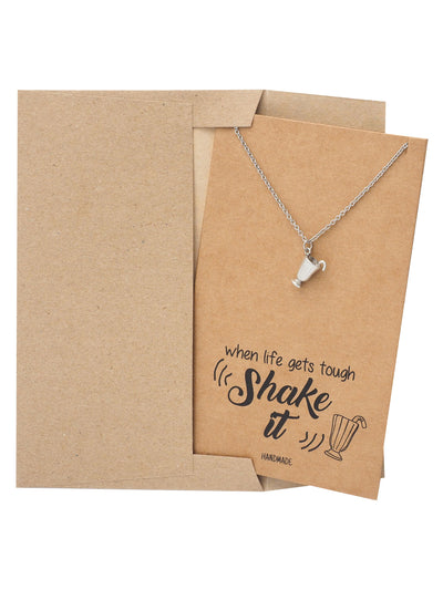 Shane Milkshake Necklace with Milkshake Charm Pendant for Women, Funny and Motivational Quote