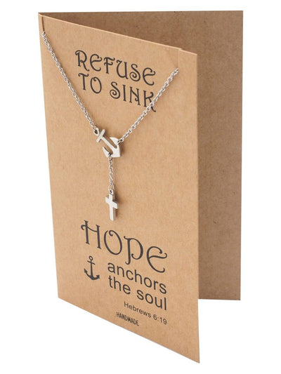 Jermaine Cross Lariat Anchor Necklace