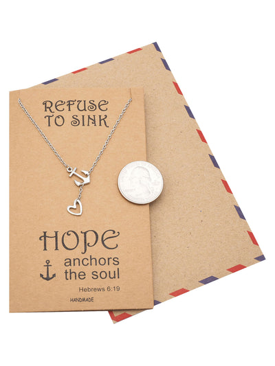 Hope Heart Lariat Anchor Necklace