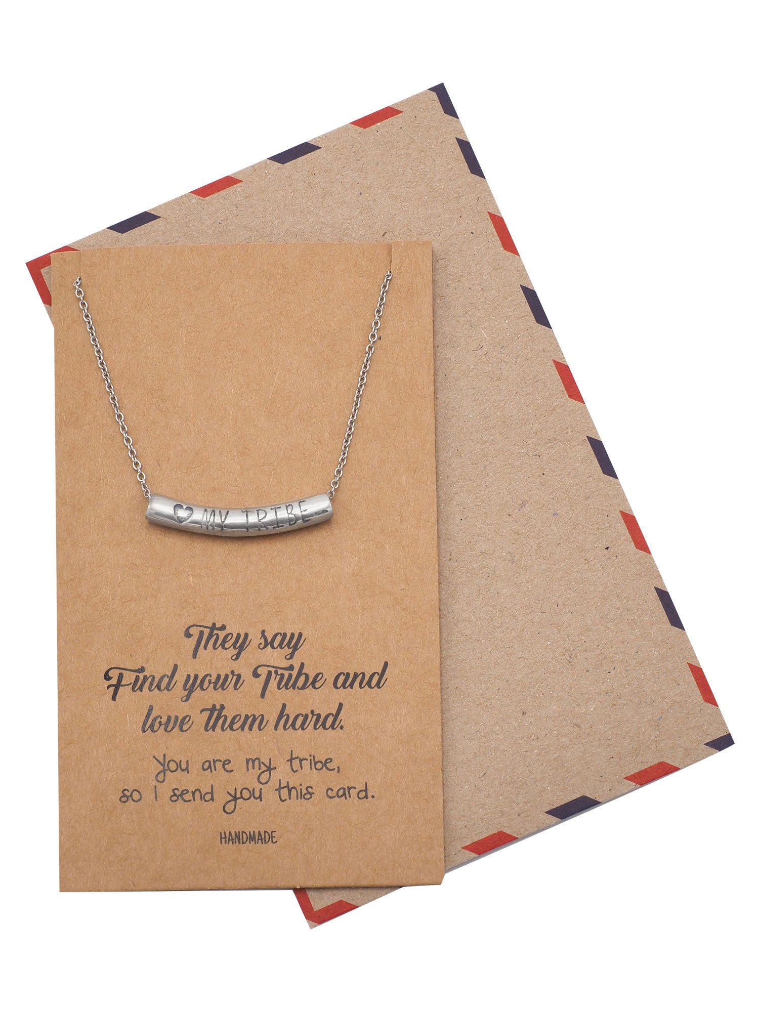 Liezyl Heart My Tribe on Tube Pendant Necklace Inspiration Greeting Card