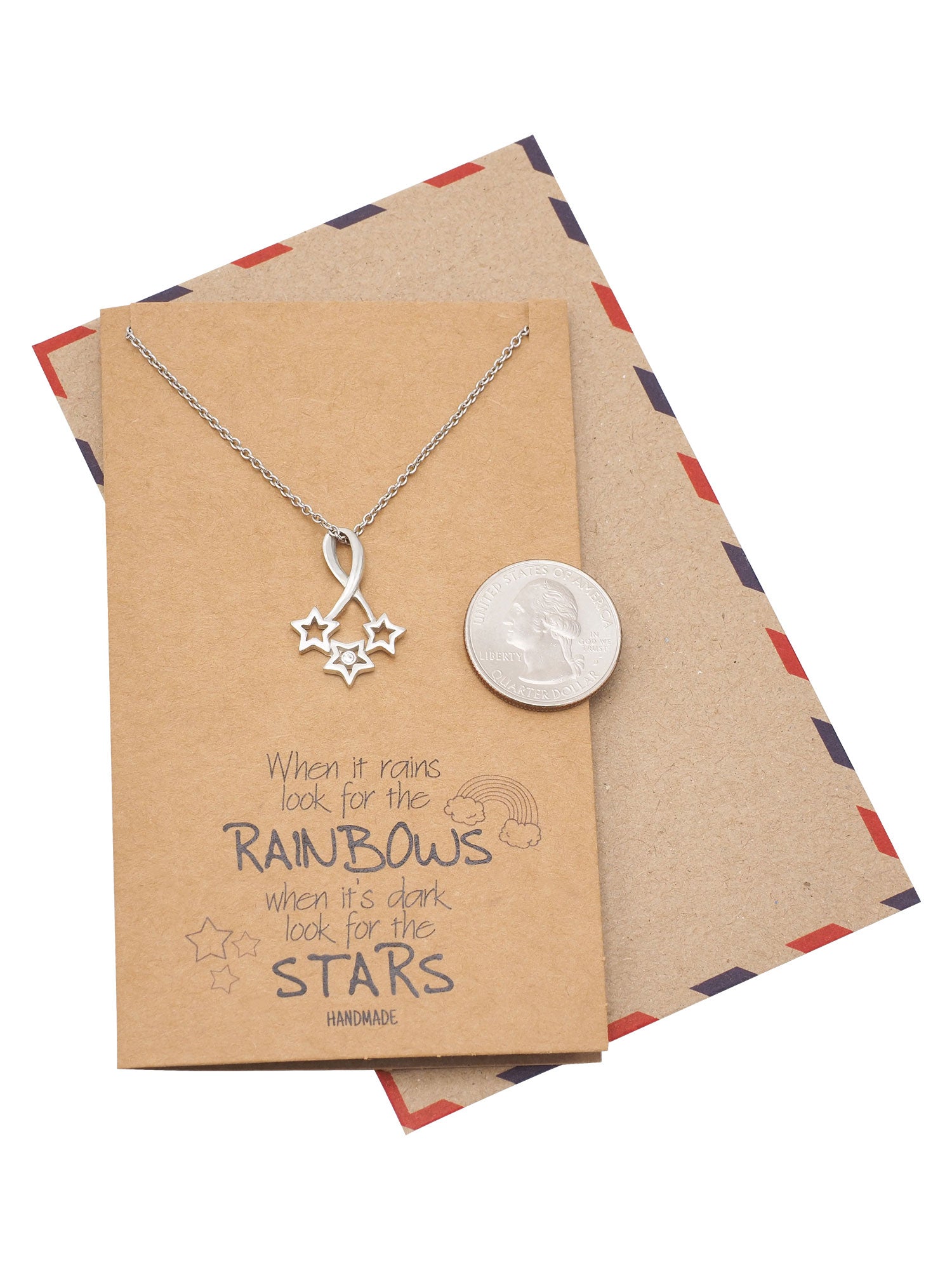 Rebecca Bright Stars Necklace with Inspirational Quote