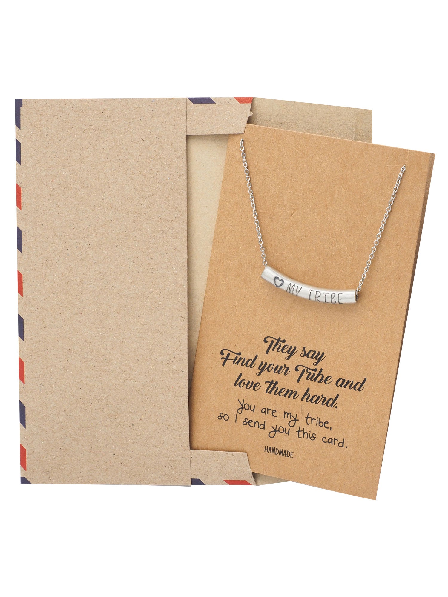 Liezyl Heart My Tribe on Tube Pendant Necklace Inspiration Greeting Card