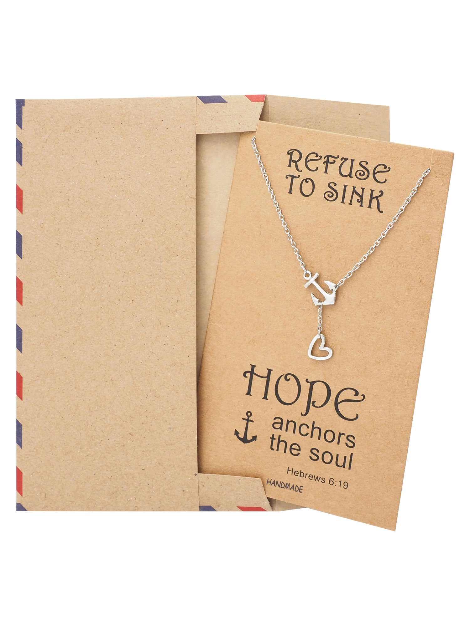 Hope Heart Lariat Anchor Necklace