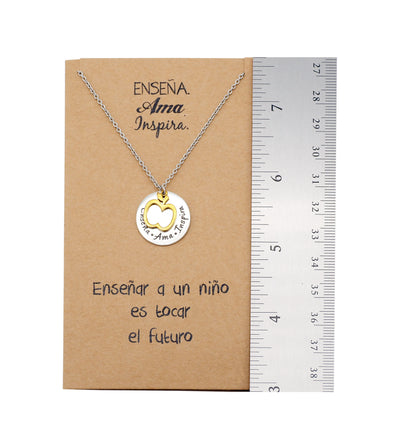 Isabella Teacher Appreciation Gifts, Teacher Inspired Jewelry Necklace with Spanish Greeting Card