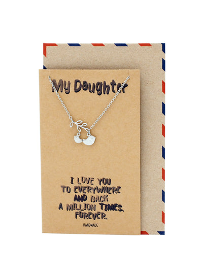 Izy Mother and Daughter Bird Necklace, Gifts for Daughter, with Inspirational Quote