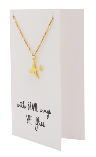 Janice She's Brave Necklace with Airplane Pendant