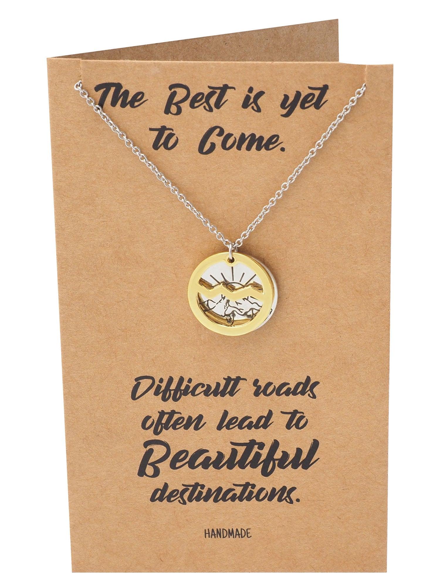 Giselle Mountain and Sunrise on Plate Pendant Necklace