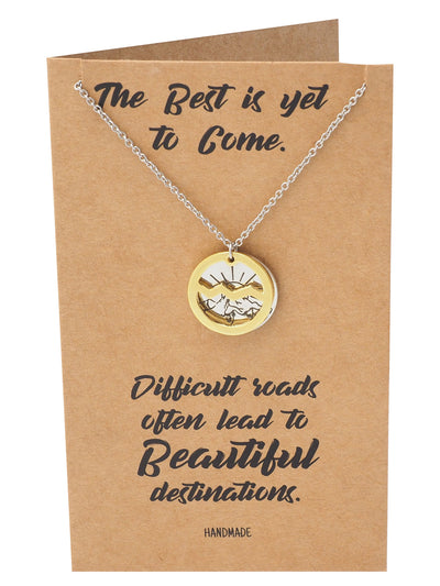Giselle Mountain and Sunrise on Plate Pendant Necklace