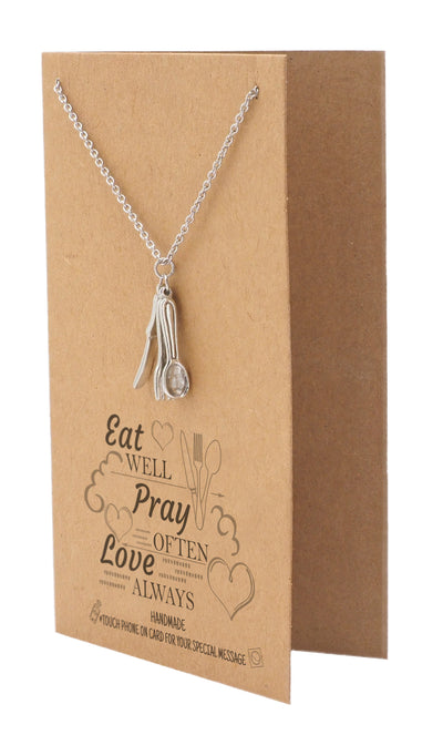 Laney Gifts for Mom Chefs Fork Spoon Jewelry Charm Necklace