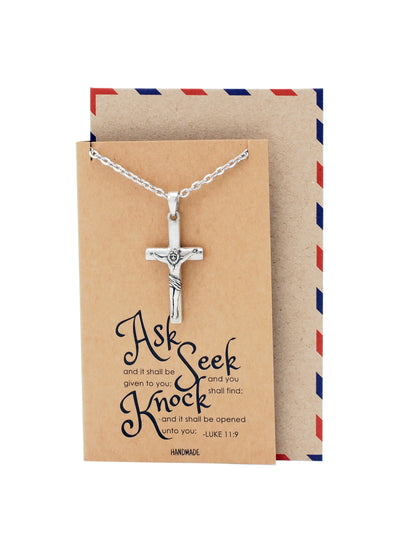 Kyrie Cross Pendant, Religious Jewelry, Gift for Him, Inspirational Jewelry with Inspirational Card