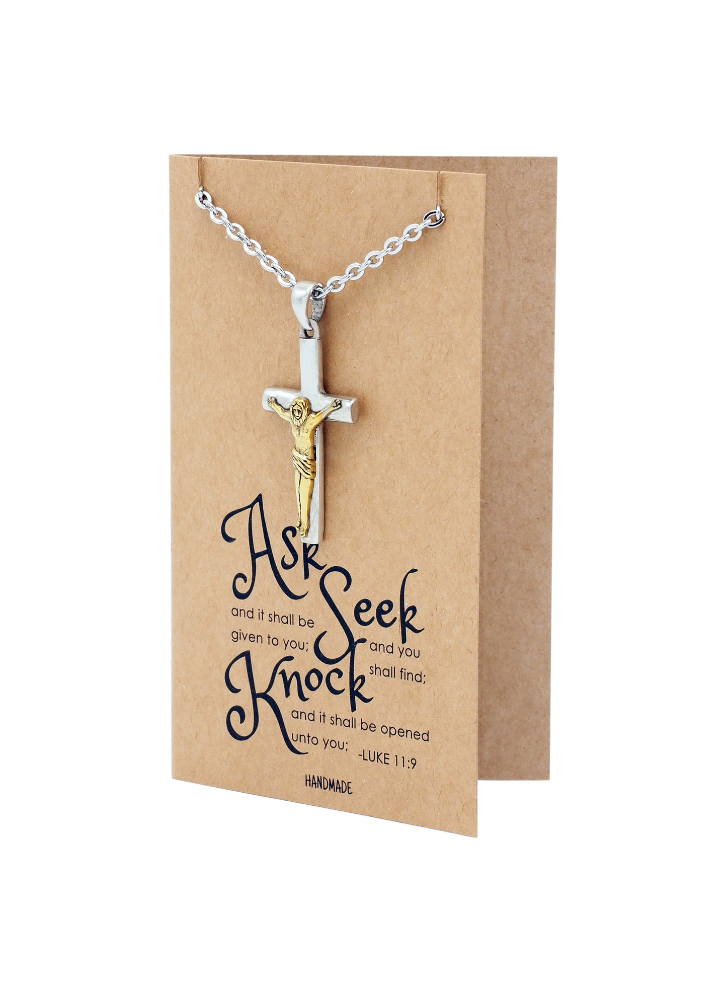 Kyrie Cross Pendant, Religious Jewelry, Gift for Him, Inspirational Jewelry with Inspirational Card