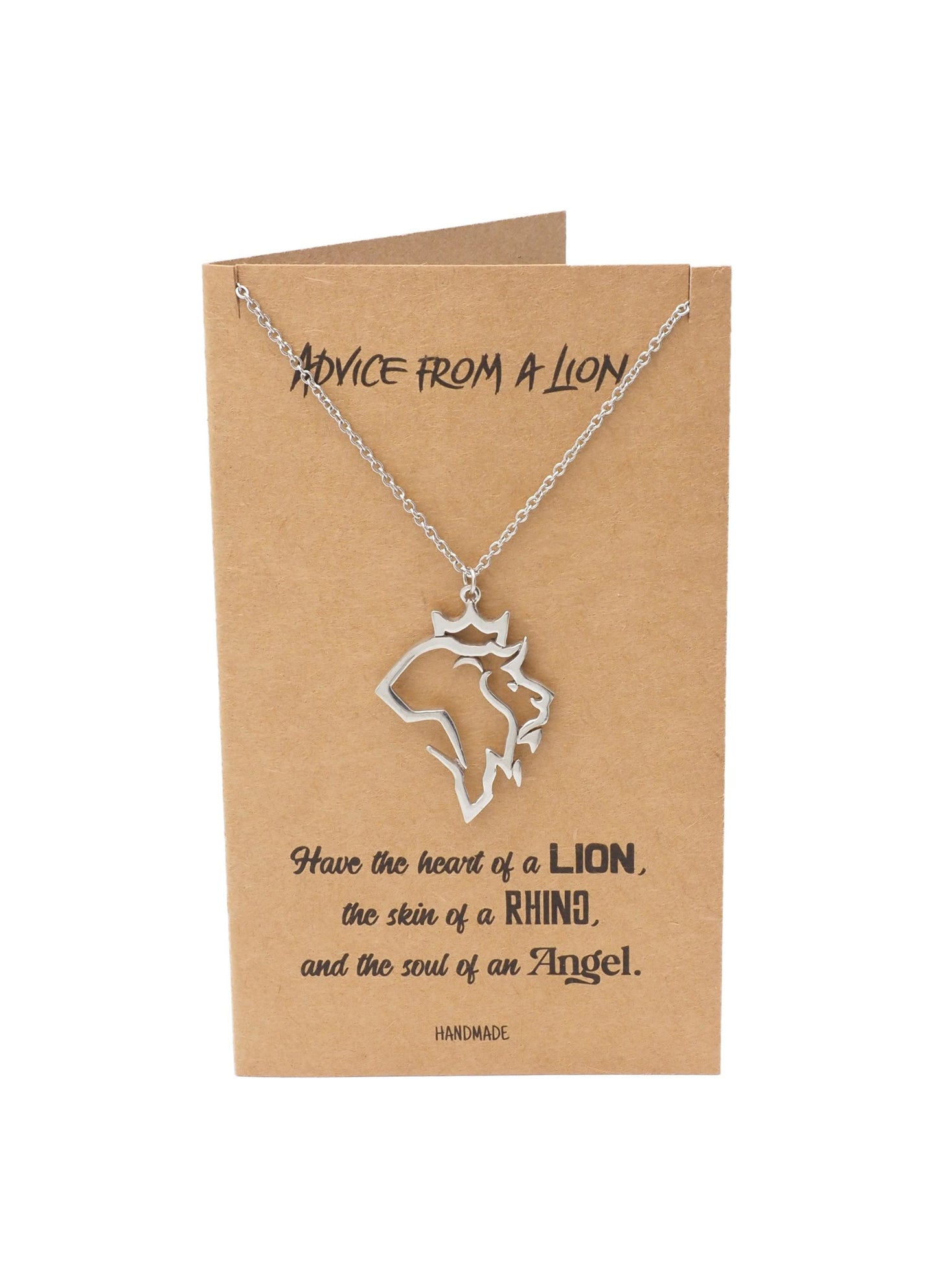Damya Lion Pendant Necklace, Gifts for Women with Inspirational Quote on Greeting Card