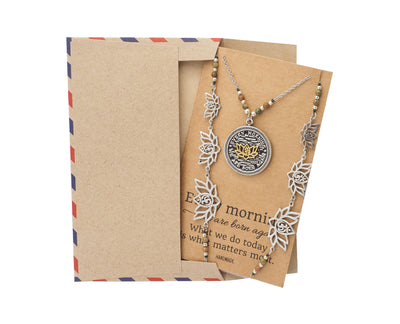 Nora Lotus Face Mask Lanyard Necklace with Inspirational Greeting Card