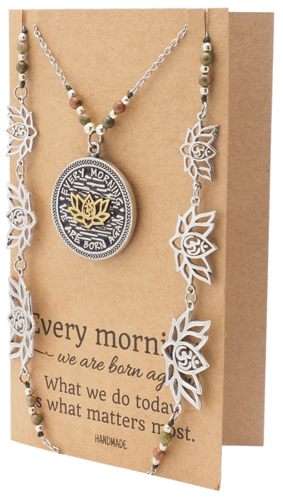 Nora Lotus Face Mask Lanyard Necklace with Inspirational Greeting Card