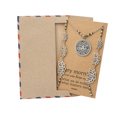 Nora Lotus Face Mask Lanyard Necklace with Inspirational Greeting Card