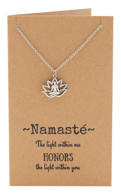 Aura Yoga Lotus Pose Necklace, Yoga Jewelry - Quan Jewelry