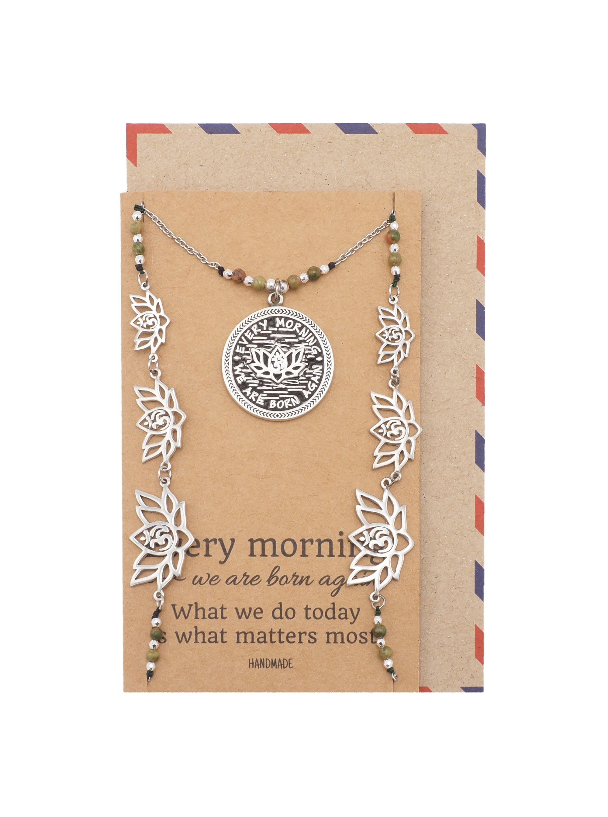 Nora Lotus Face Mask Lanyard Necklace with Inspirational Greeting Card