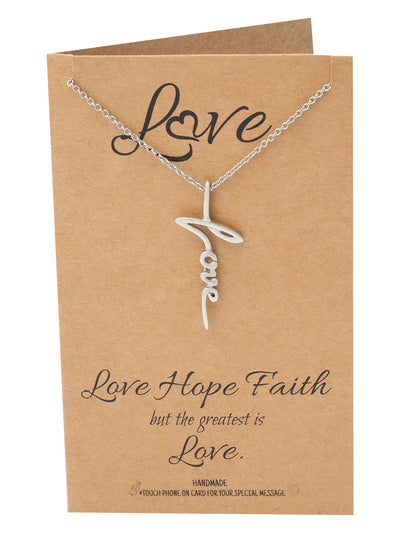 Lienel Love Pendant Necklace With Inspirational Quote