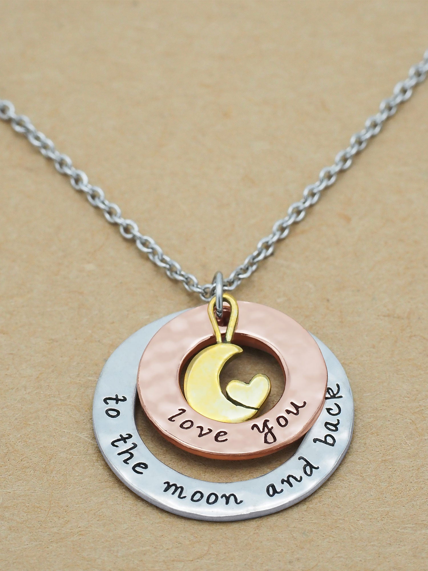 Julie Heart And Moon Engraved Necklace