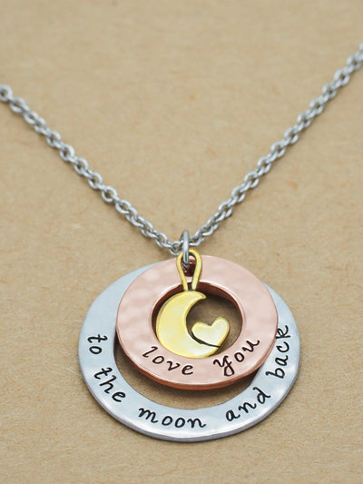 Julie Heart And Moon Engraved Necklace